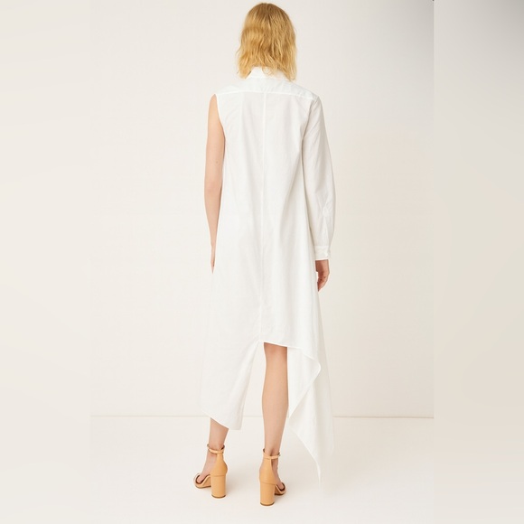 MM6 Maison Margiela Asymmetric Shirt Dress 6 White Cotton Avant-garde - Picture 2 of 10